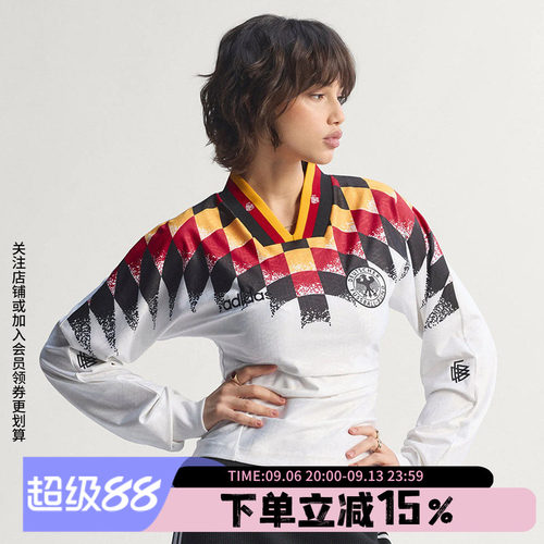 阿迪达斯女款休闲长袖球衣
