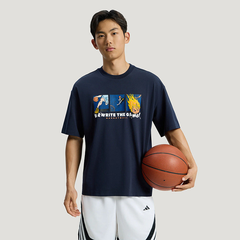 阿迪达斯男装2026夏季新款BB GFX TEE 篮球运动宽松短袖T恤KY3342