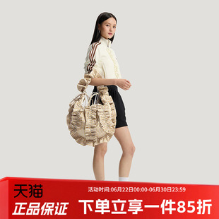 阿迪达斯三叶草PLAID RUFFLE B荷叶边格子收纳单肩包斜挎包KX6986