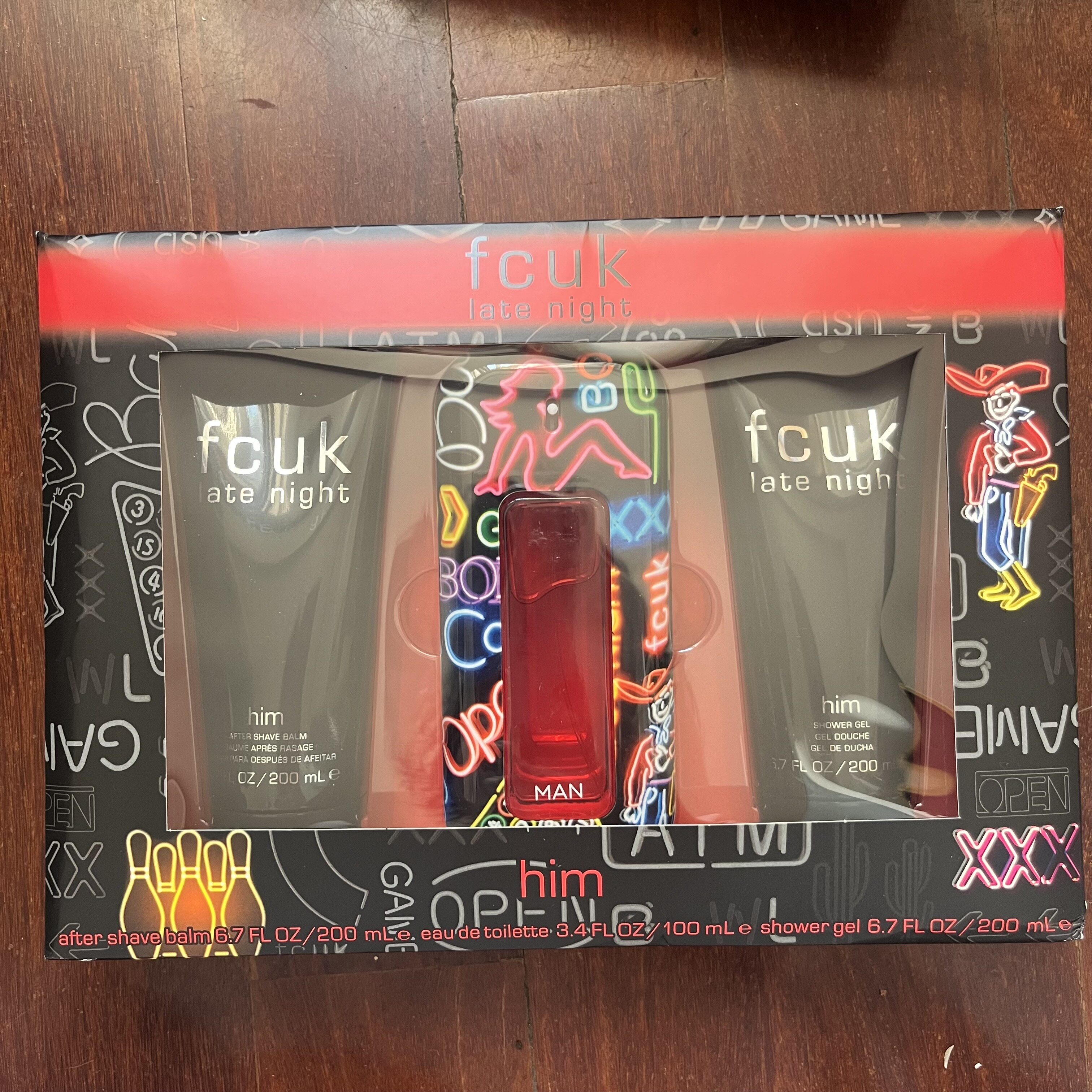 Fcuk男士香水清新淡雅香氛迷人100ml+沐浴露+须后乳200ml正品现货