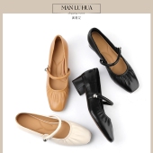 英伦风复古小皮鞋 头层羊皮真皮女鞋 粗跟厚底玛丽珍鞋 软底软皮轻底