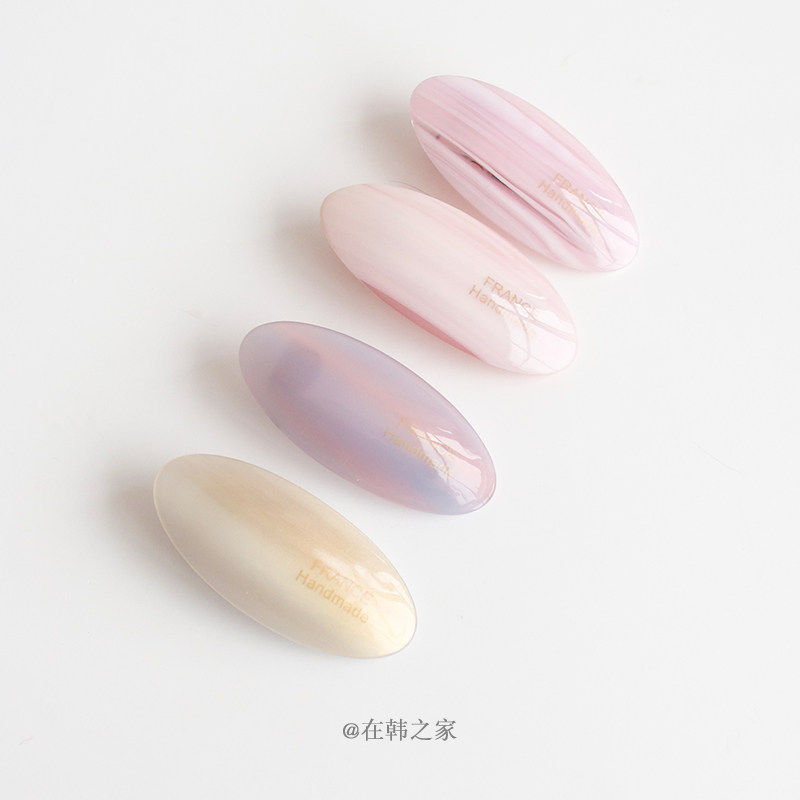 鹅卵石小号边夹椭圆碎发刘海鸭嘴夹醋酸发卡韩国炫彩色气质高级感