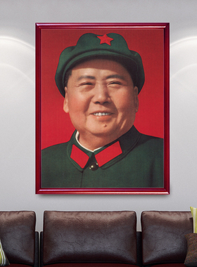 有框老照片毛爷爷客厅装饰画