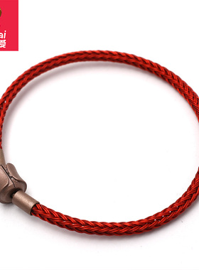 可可爱3mm钢丝绳手链可穿3D硬金转运珠替换绳本命年方扣红绳手绳