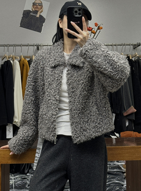 2025冬季新款韩版宽松显瘦百搭翻领长袖皮毛一体外套欧诗尚3877