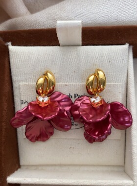 贝壳花瓣流苏耳环耳钉安可拉红色秋冬独特气质轻奢小众设计感耳环