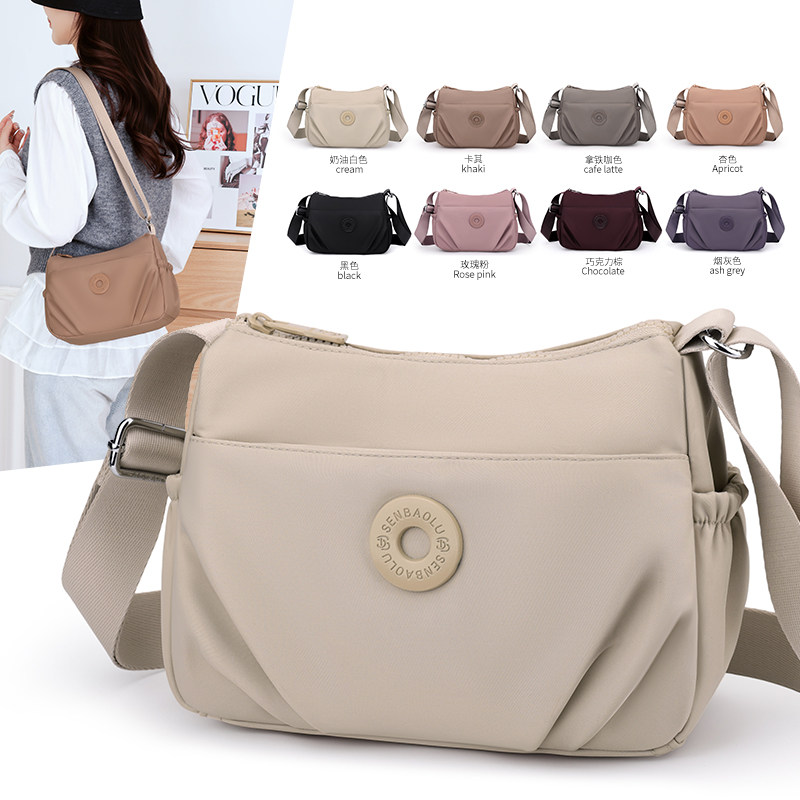 2026新款女士斜挎包轻便多口袋户外运动休闲小方包防水尼龙布加厚