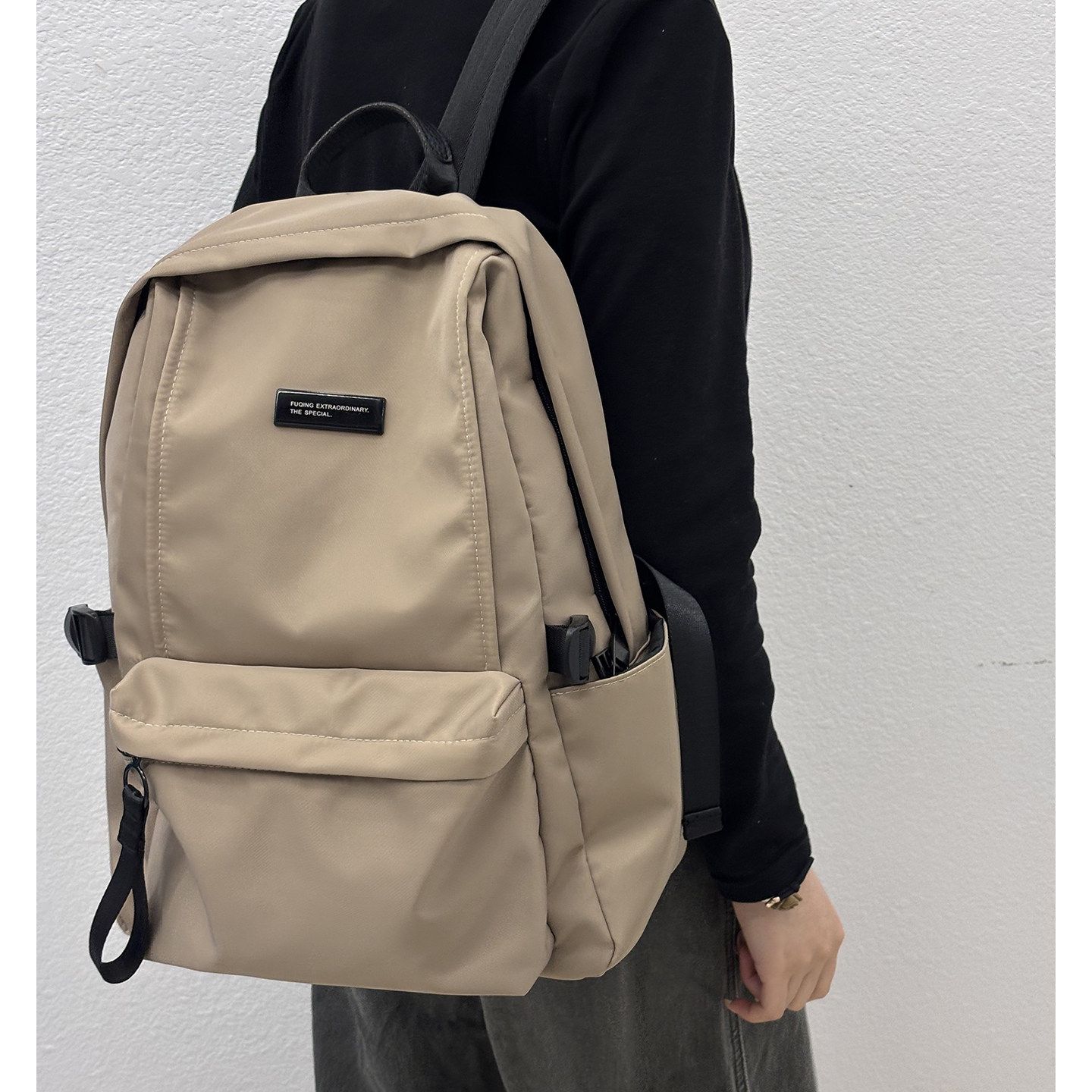 简约纯色双肩包男女款通用大容量多功能学生书包户外防水旅行背包,箱包皮具/热销女包/男包,双肩背包,淘宝优惠券,粉丝福利购,淘宝优惠卷