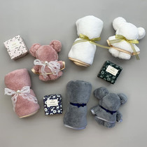 创意新款小熊毛巾蛋糕卷毛巾伴手礼珊瑚绒面巾结婚宝宝满月回礼