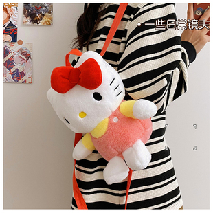 GFSN可爱卡通毛绒双肩包女2026新款 凯蒂猫少女背包百搭可爱风百搭