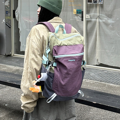 GFSN撞色大容量轻便旅行双肩包