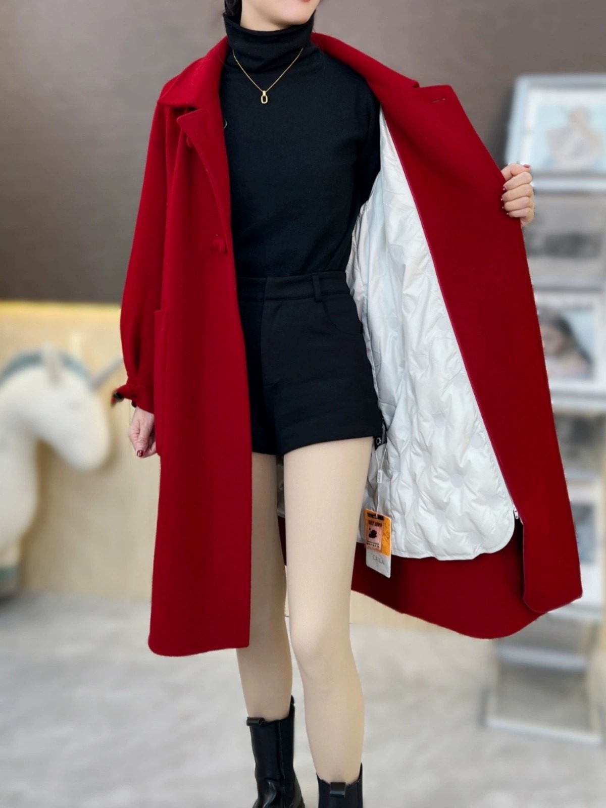 高雅百搭款牛角扣可拆卸内胆加棉加厚大衣秋冬季两种穿法毛呢外套,女装/女士精品,毛呢外套,淘宝优惠券,粉丝福利购,淘宝优惠卷