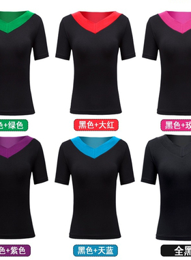 跳舞服装女舞蹈上衣短袖成人新款 形体课练功服夏季广场舞拉丁舞