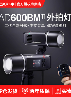 Godox 神牛外拍灯AD600BM II二代锂电池闪光灯 人像婚纱外景拍摄TTL高速摄影灯 600W户外便携补光灯