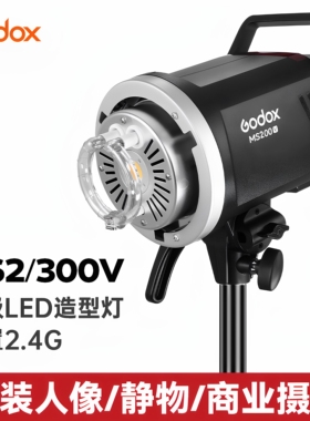 Godox神牛MS200 MS300W影棚闪光灯 证件照影楼人像摄影灯 200W保荣口内置2.4G系统LED造型灯泡