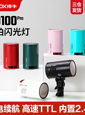 Godox神牛外拍灯AD100pro闪光灯 锂电池TTL高速摄影灯 小型便携外景人像拍摄补光灯 单反相机口袋灯