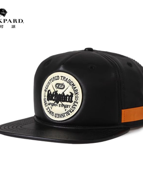 lackpard板帽男秋冬季平沿棒球帽黑色皮革大头帽潮人潮牌街舞帽子