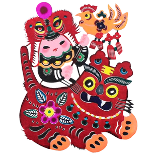 手工彩色剪纸窗花吉祥娃娃成品剪纸画装饰画幼儿园学校布置