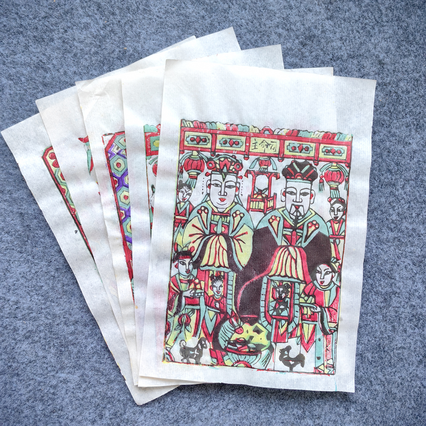 非遗老年画财神东厨司命灶王爷土地爷画像手工凤翔木版木板年画