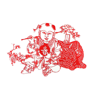 中国风工艺品手工剪纸窗花杨柳青年画剪纸画幼儿学校装饰吉祥娃娃
