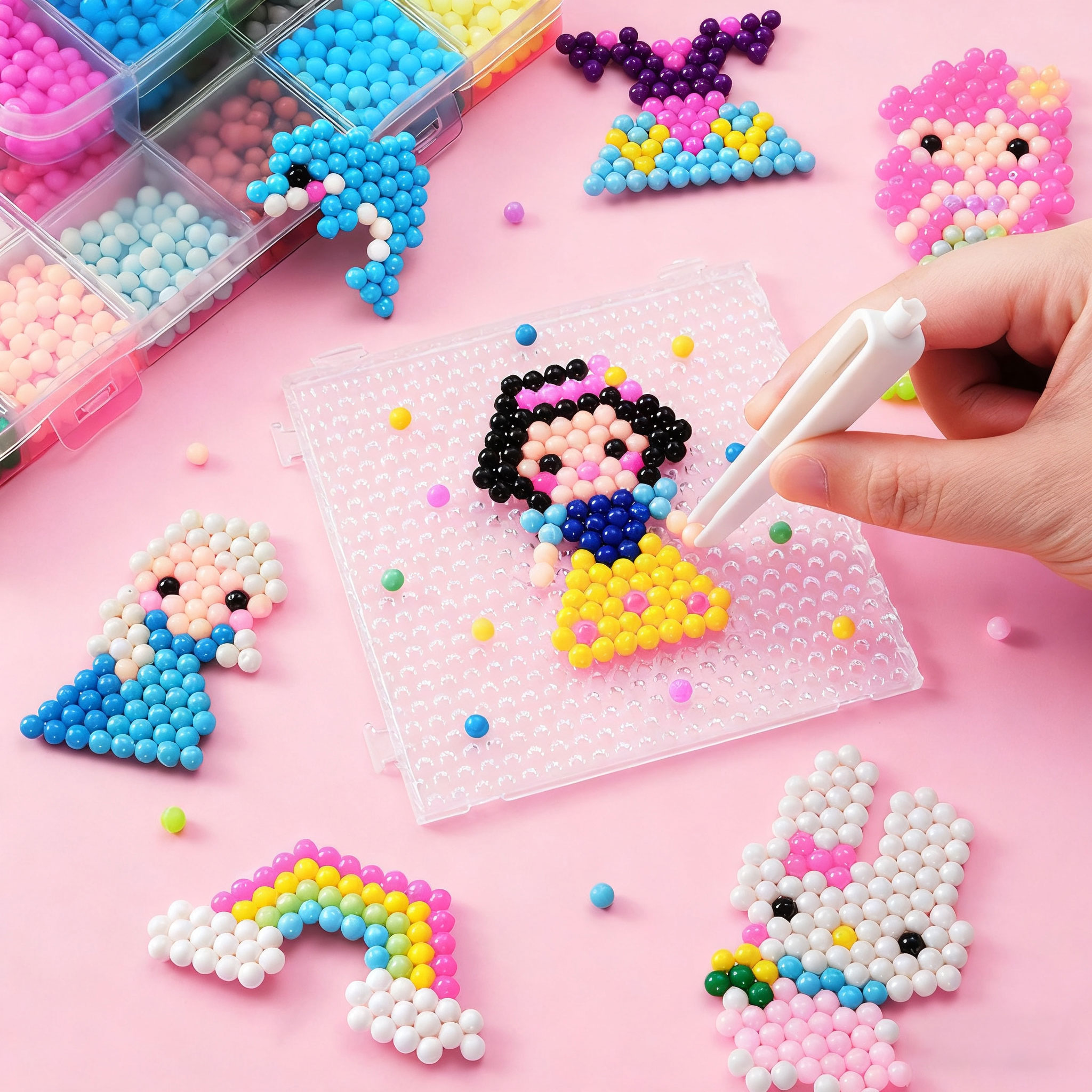 神奇水雾魔法珠贴画魔法珠拼豆女孩儿童diy制作益智手工玩具粘贴