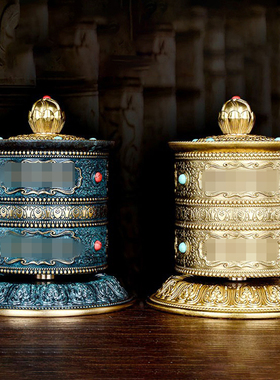 欧斯特车载转轮手拨转筒宝石镶嵌指捻转动转金桶摆件