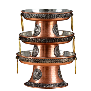 佛前供果盘 紫铜贡盘佛具用品客厅家用 西藏水果盘 高脚双耳供盘