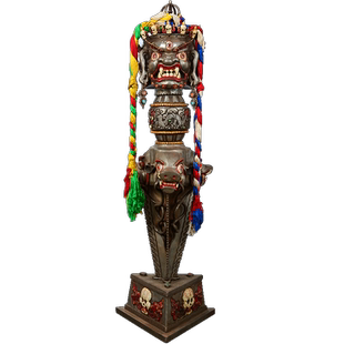 欧斯特 普巴金刚宝橛 尼泊尔手工彩绘三面普巴五股金刚宝杵摆件