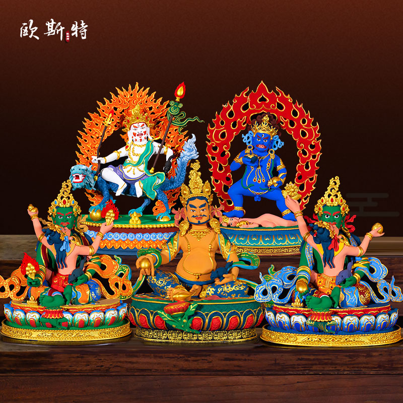 彩绘五姓财神桌面铜摆件