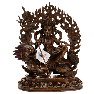欧斯特 财宝天王铜像家用摆件 尼泊尔进口手工12寸客厅紫铜玄关像
