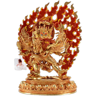 欧斯特 马头金刚马头明王铜像 尼泊尔手工铜全鎏金客厅像摆件10寸