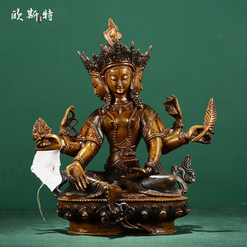 清仓欧斯特《财源天母铜像摆件》家用客厅尼泊尔财源度母 青铜7寸
