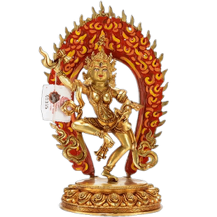 尼泊尔玛吉拉准 客厅装饰家居用品铜鎏金 玛姬拉度空行母中式摆件