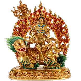 欧斯特 财宝天王铜像 尼泊尔手工铜全鎏金家居客厅玄关像摆件10寸