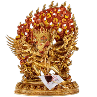 欧斯特 普巴金刚玄关像 尼泊尔手工铜全鎏金彩绘家用客厅中式摆件