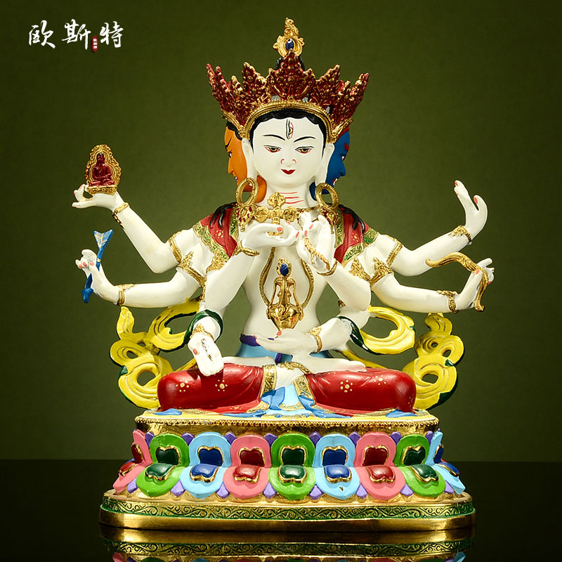 欧斯特 尊胜家用铜像 家居用品台湾手工彩绘铜镀金客厅玄关像摆件