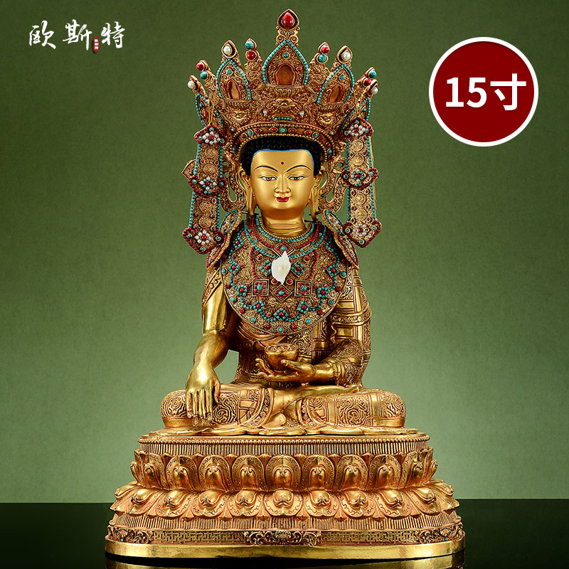 全鎏金觉沃佛铜像摆件