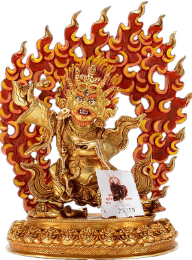 尼泊尔手工全鎏金雕花铜像摆件