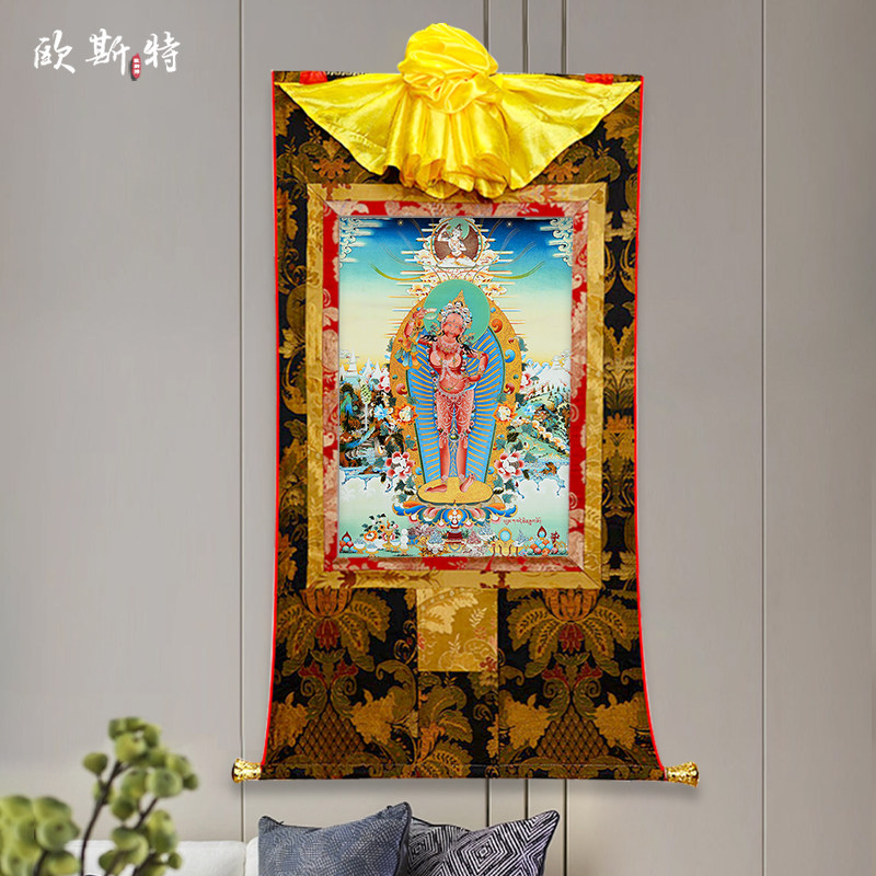 欧斯特金刚瑜伽母矿物颜料唐卡室内家用墙壁玄关装饰挂画像