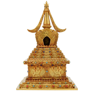 欧斯特全鎏金菩提塔铜尊胜塔室内家用天降塔铜制和解塔八塔摆件