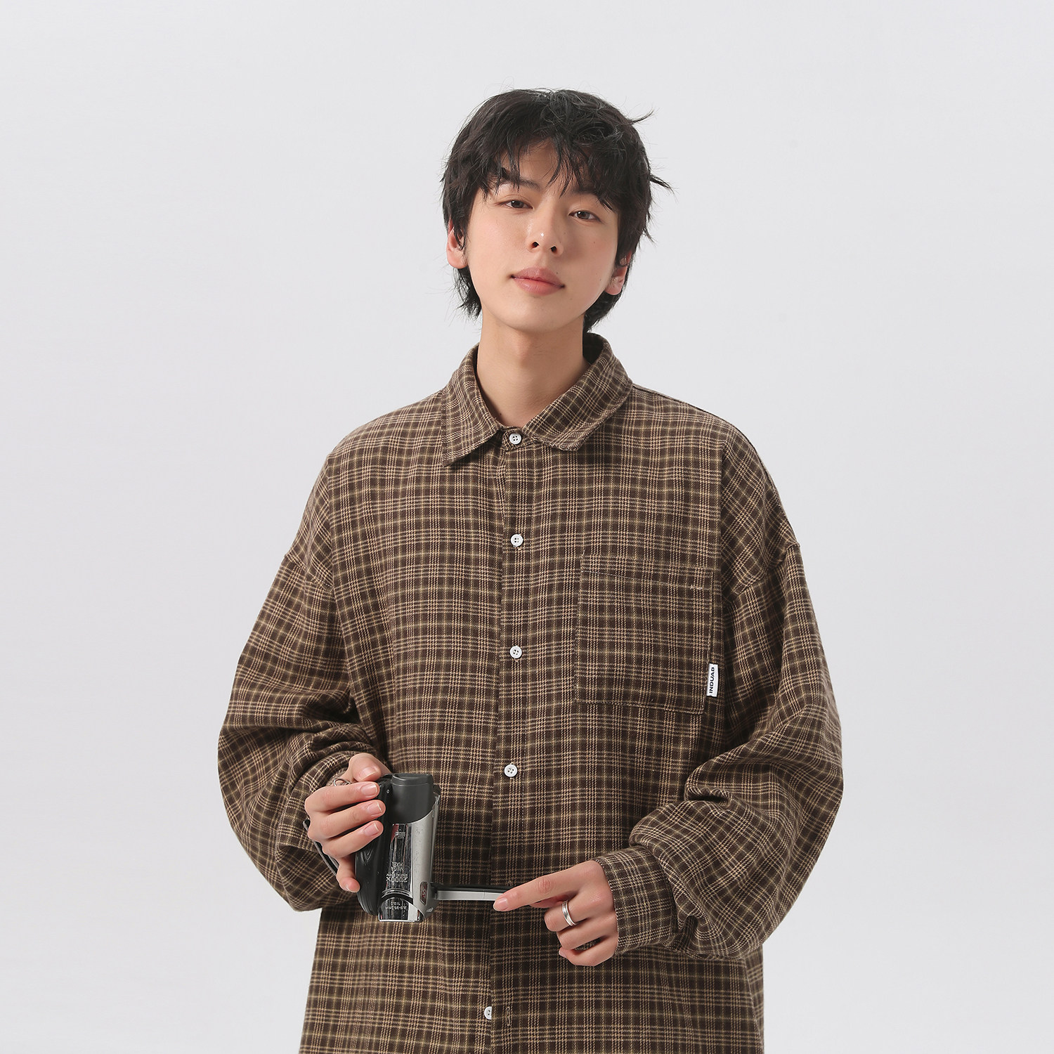 小格子长袖衬衫A405-Q286-P48控65，男装衬衫，星座617A-5（原A405）