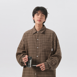 小格子长袖衬衫 A405-Q286-P48控65，男装衬衫，星座617A-5（原A405）