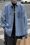 工装风宽松牛仔衬衫2025秋款长袖衬衣都市男生外套Q151-P65控88，男装衬衫，星座617A-5（原A405）