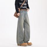 复古黄泥色做旧美式宽松牛仔裤H786-P65控88，男装牛仔裤，星座617A-5（原A405）