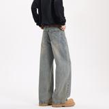 复古黄泥色做旧美式宽松牛仔裤H786-P65控88，男装牛仔裤，星座617A-5（原A405）