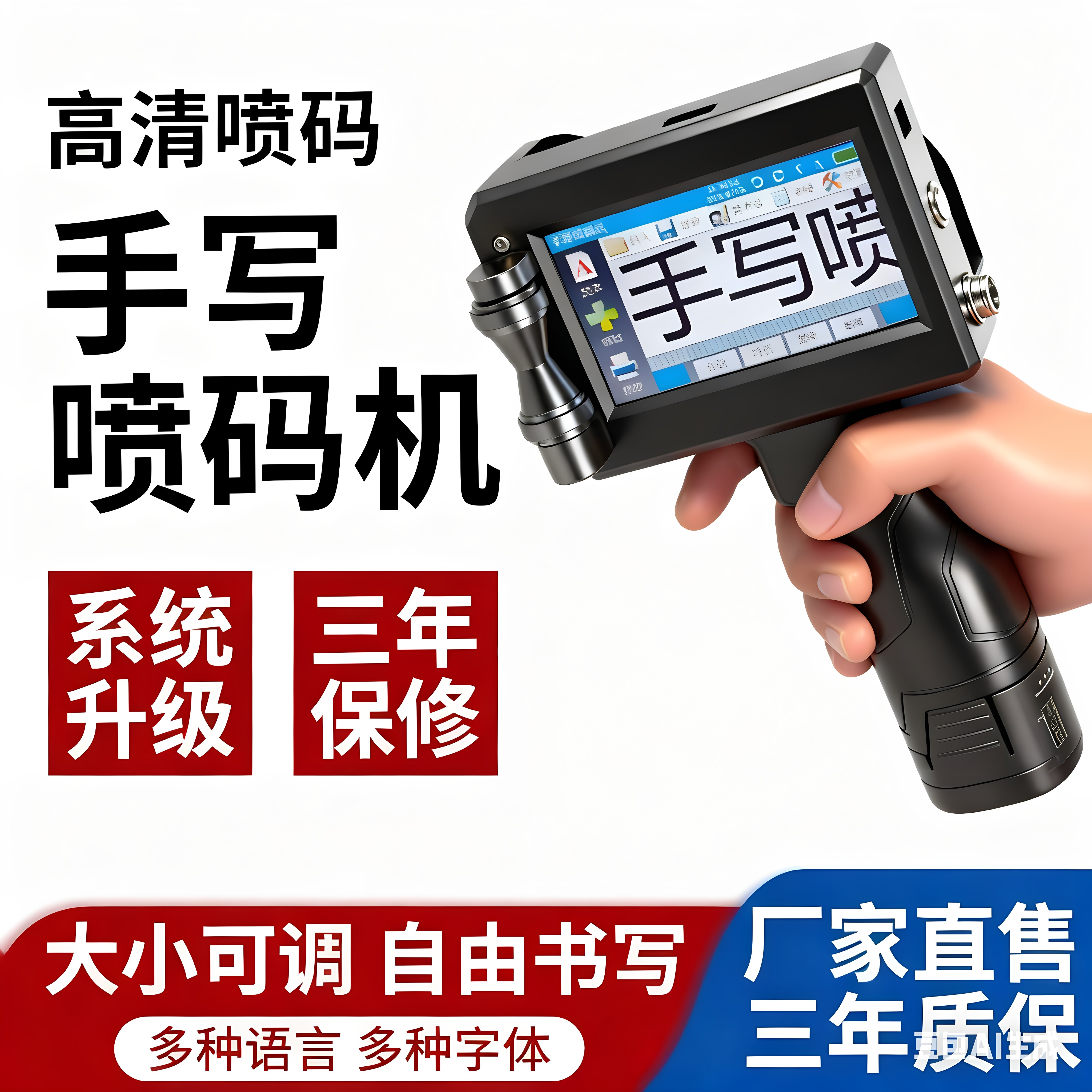 适用手持小型喷码机打生产日期通用2588快干墨盒智能日期打码机器