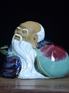 南极仙翁陶瓷人物摆件祝寿礼品