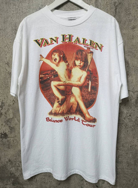 Van Halen范海伦乐队美式复古摇滚风vintage高街潮牌短袖T恤男女