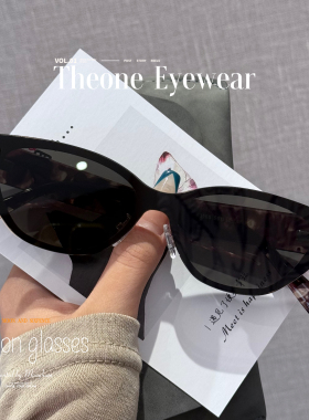 高品质老钱风猫眼太阳眼镜女防紫外线复古玳瑁尼龙片时尚窄框墨镜