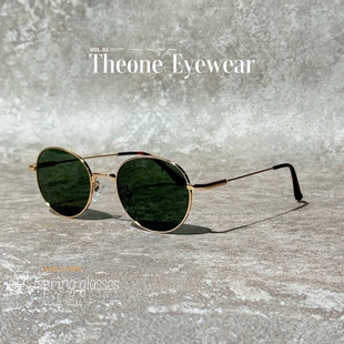 高品质复古金属尼龙小椭圆太阳眼镜男女网红街拍墨镜可配近视度数